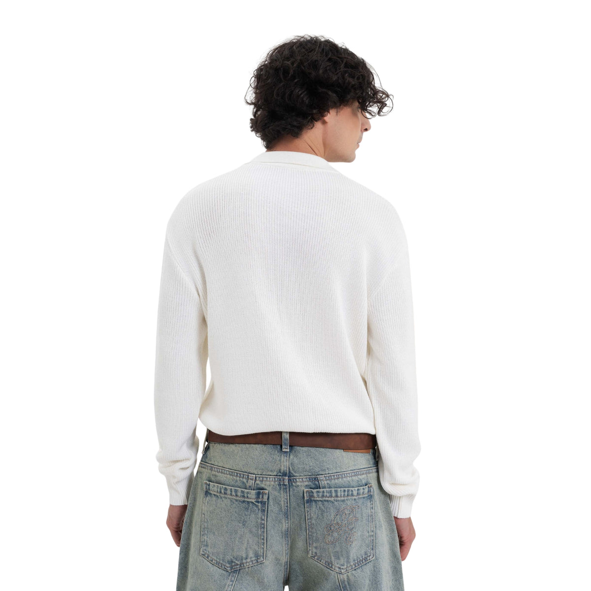 ACROSS THE LINES IVORY KNITTED POLO