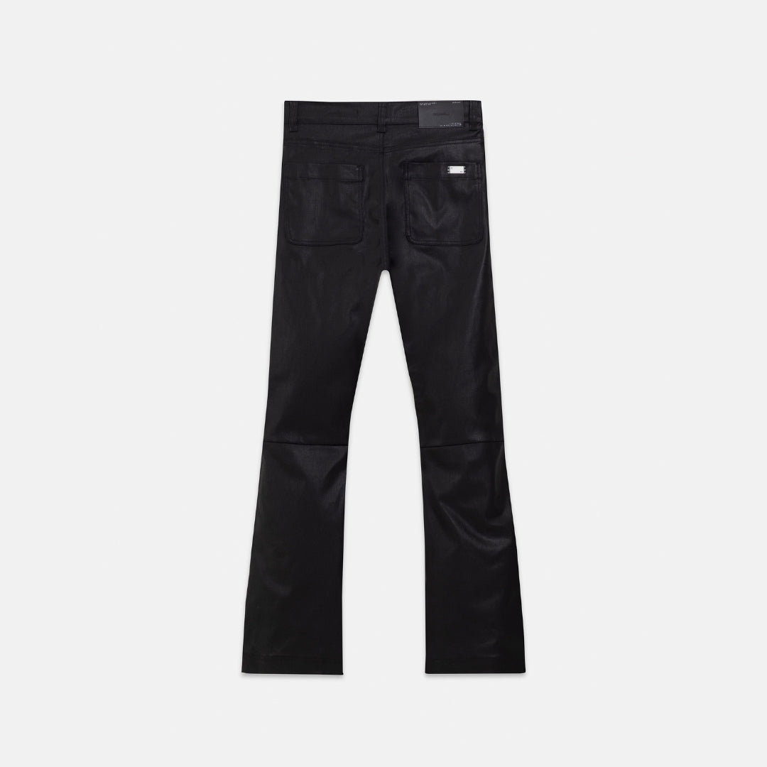 ACT 1 CROSS LEATHER FLARE JEAN - BLACK