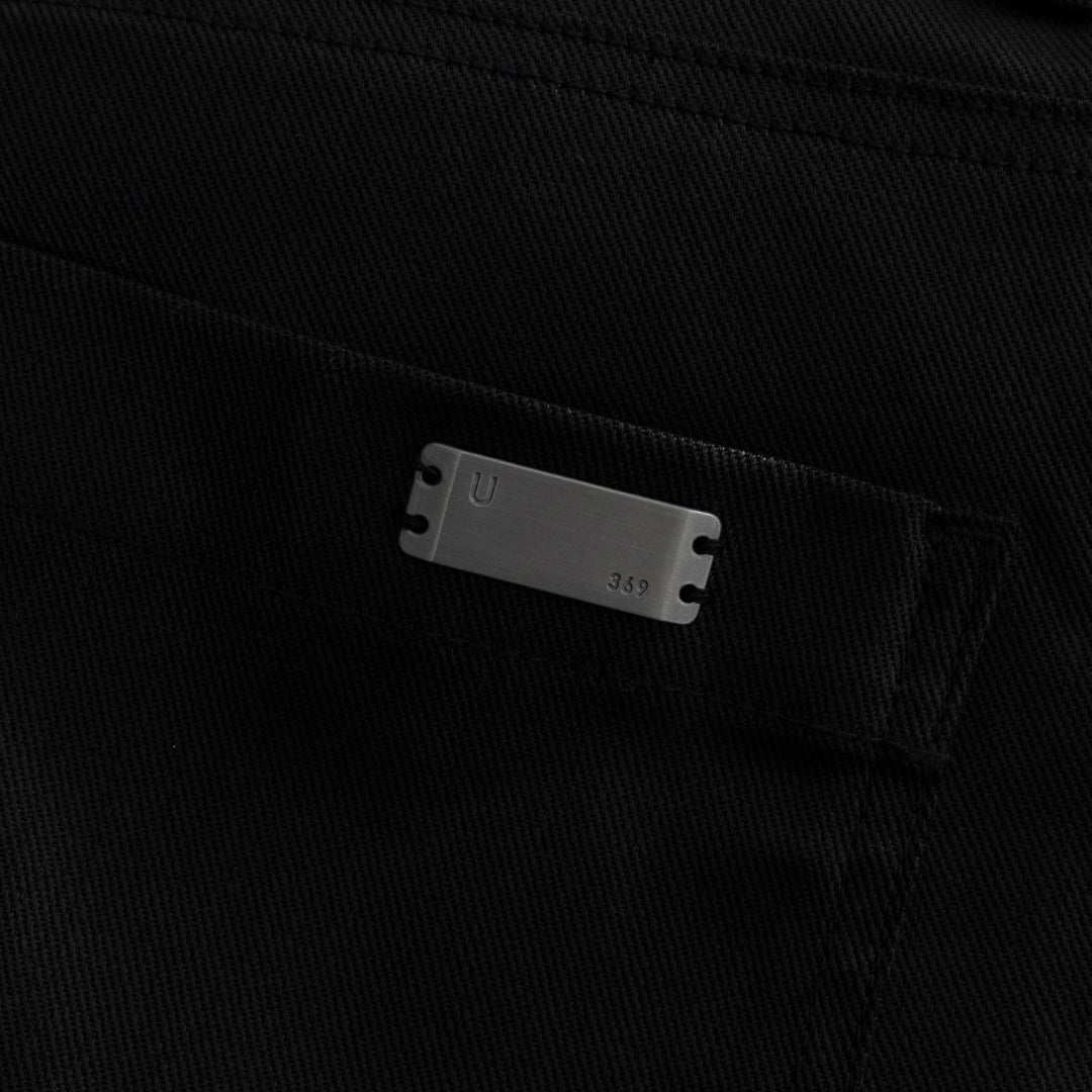 ACT 1 CROSS LEATHER FLARE JEAN - BLACK