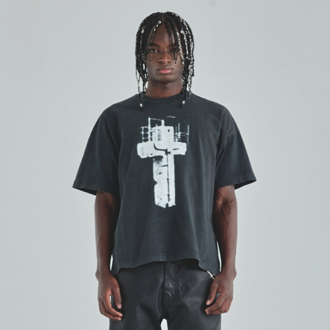 ACT 1 CROSS T-SHIRT VINTAGE - BLACK