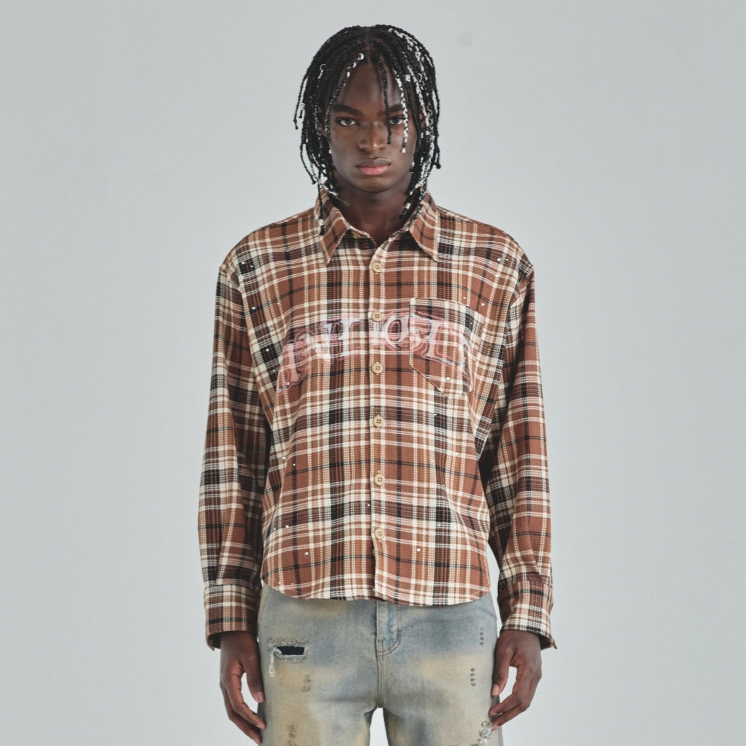 ACT 1 FAITH FLANNEL SHIRT - PLAID BROWN