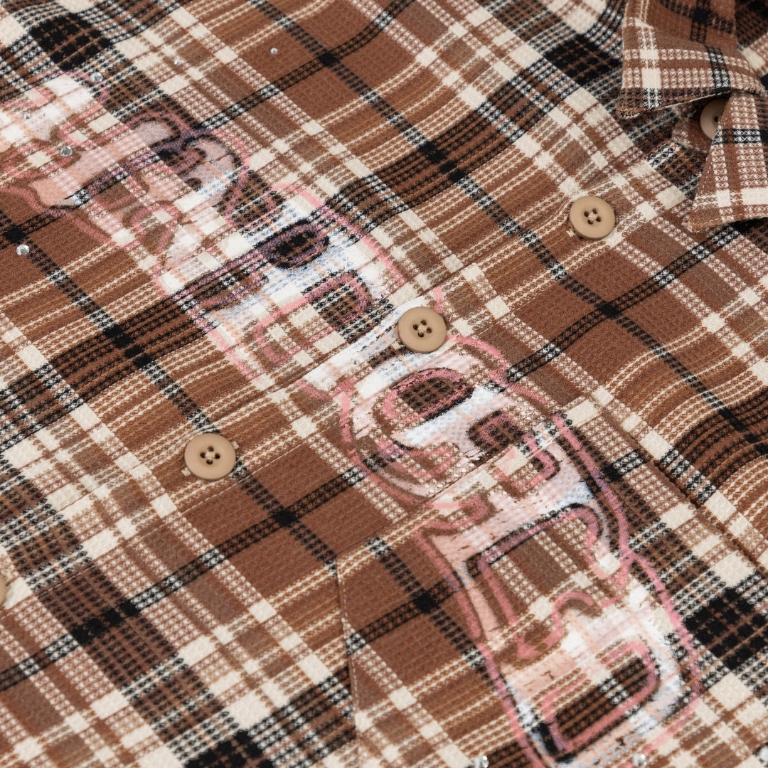 ACT 1 FAITH FLANNEL SHIRT - PLAID BROWN