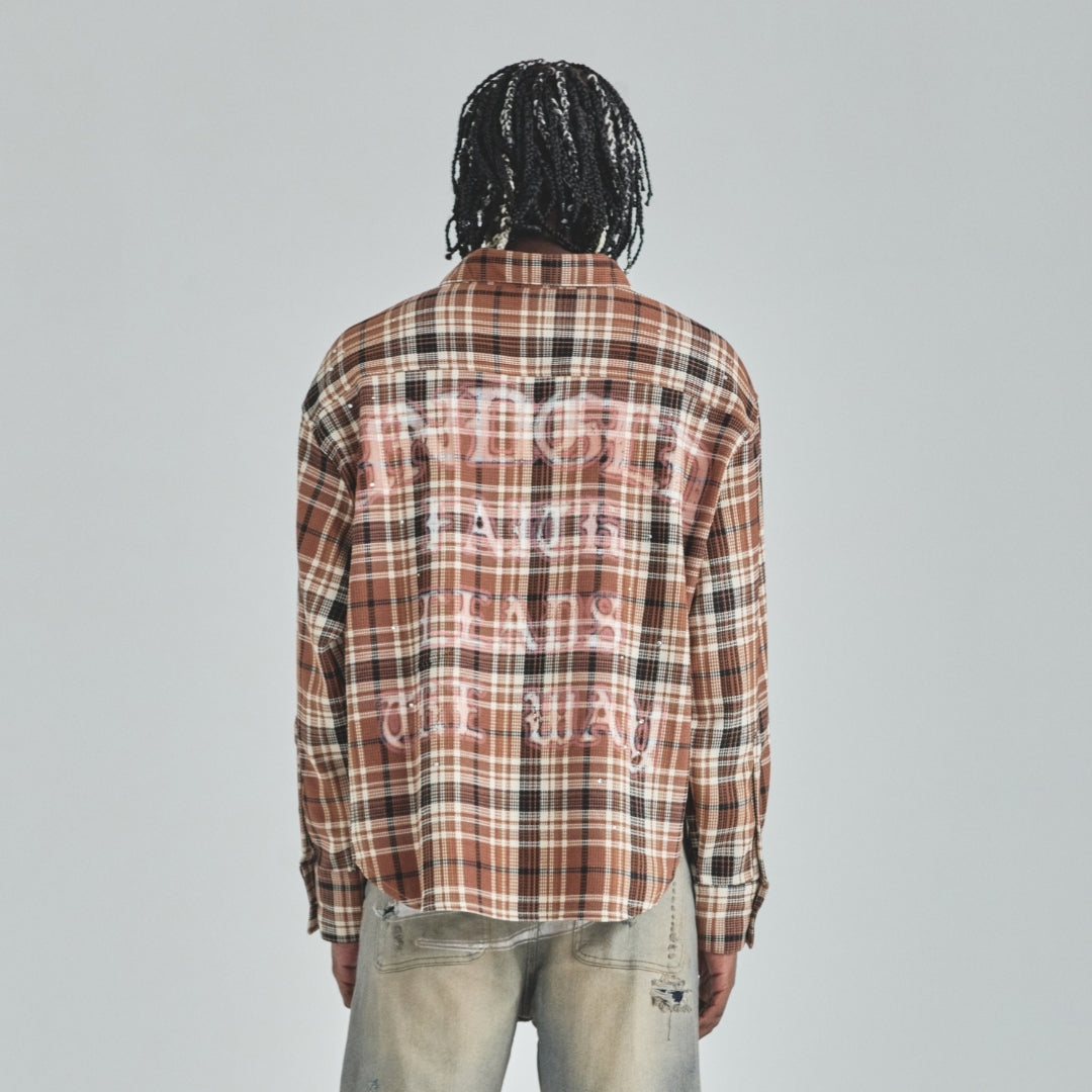 ACT 1 FAITH FLANNEL SHIRT - PLAID BROWN