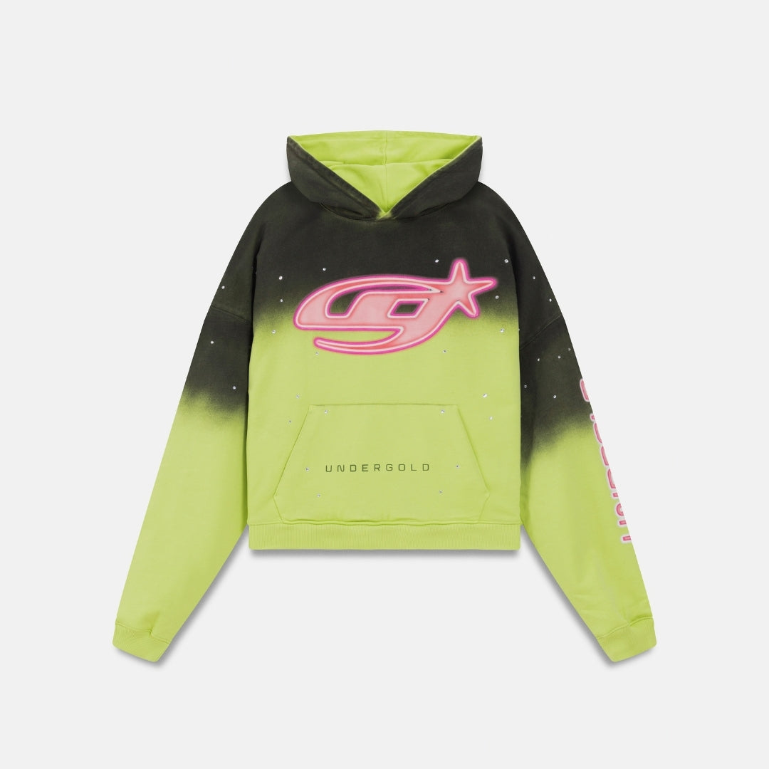 ACT 1 NEON BOXY FIT HOODIE - FADED GREEN