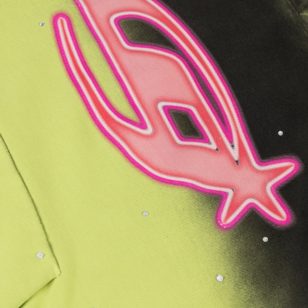 ACT 1 NEON BOXY FIT HOODIE - FADED GREEN