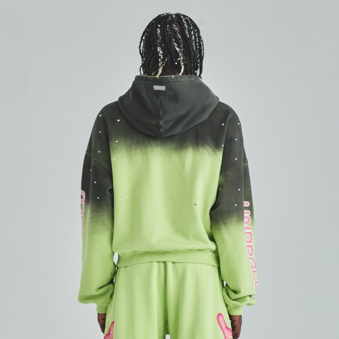 ACT 1 NEON BOXY FIT HOODIE - FADED GREEN