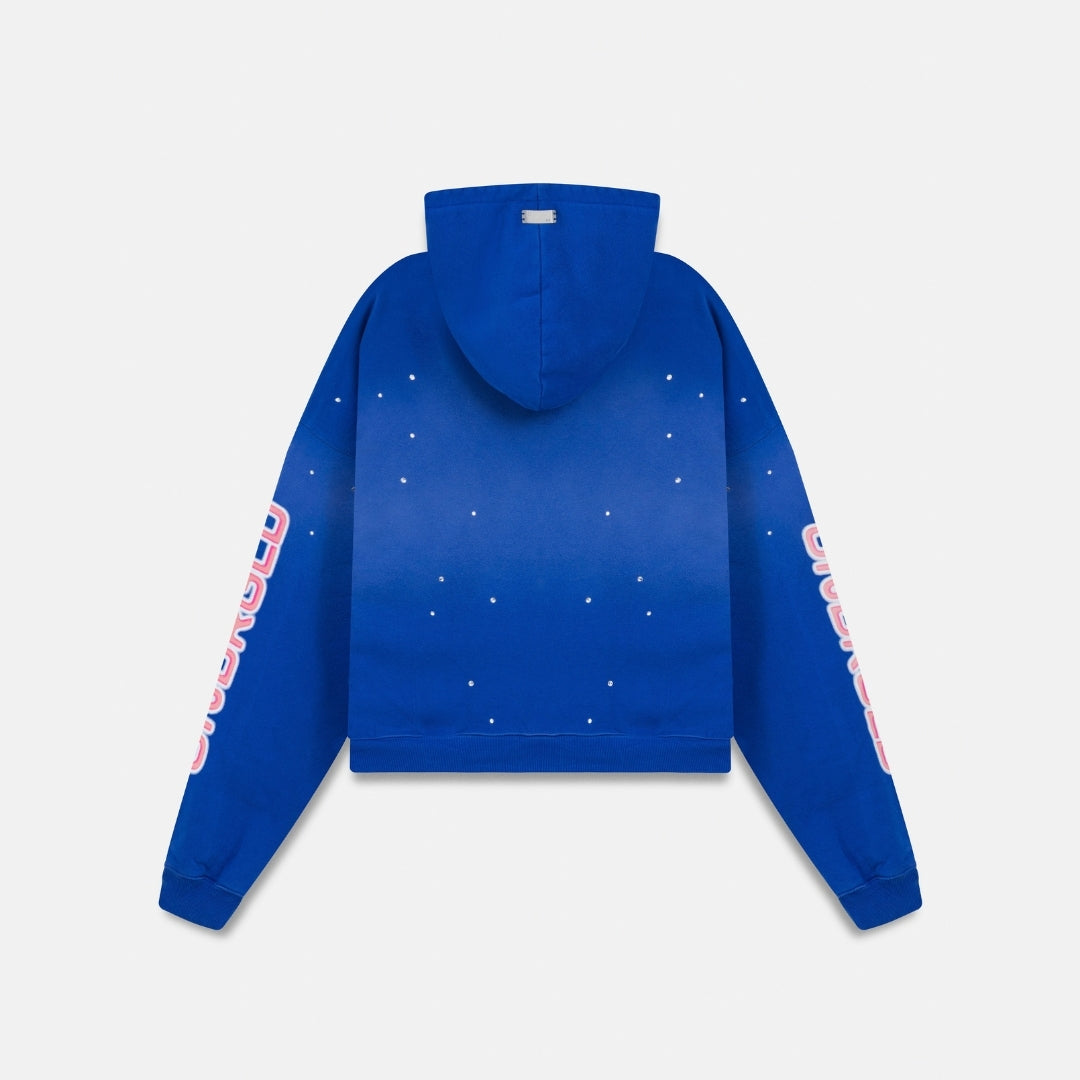ACT 1 NEON ZIP UP BOXY FIT HOODIE - ELECTRIC BLUE
