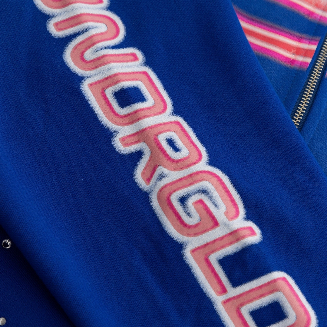 ACT 1 NEON ZIP UP BOXY FIT HOODIE - ELECTRIC BLUE