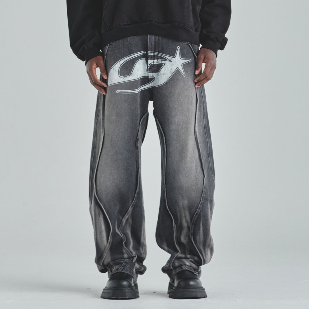 ACT 1 UG STAR BARREL VEIN JEAN - WASHED BLACK