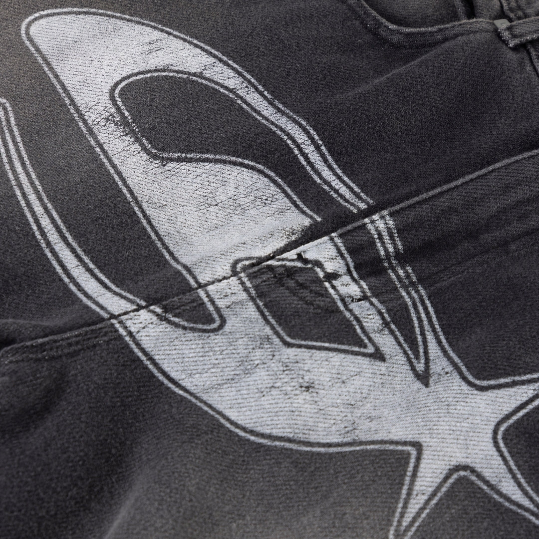 ACT 1 UG STAR BARREL VEIN JEAN - WASHED BLACK