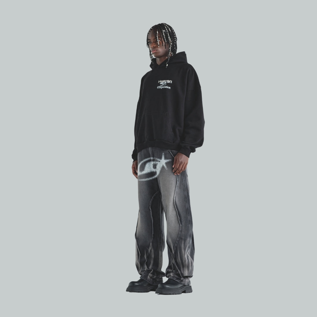 ACT 1 UG STAR BARREL VEIN JEAN - WASHED BLACK