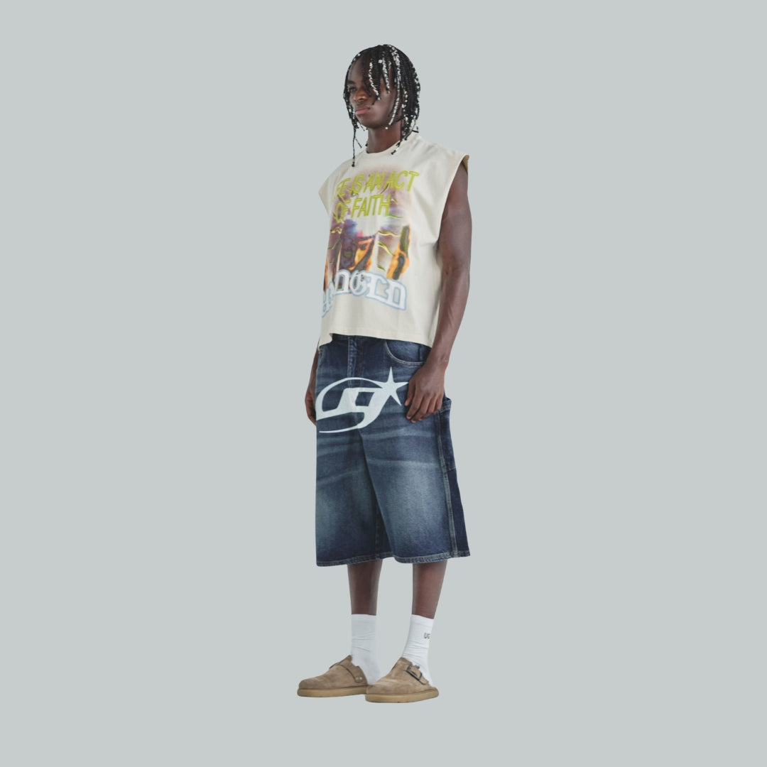 ACT 1 UG STAR DENIM JORTS - MEDIUM BLUE