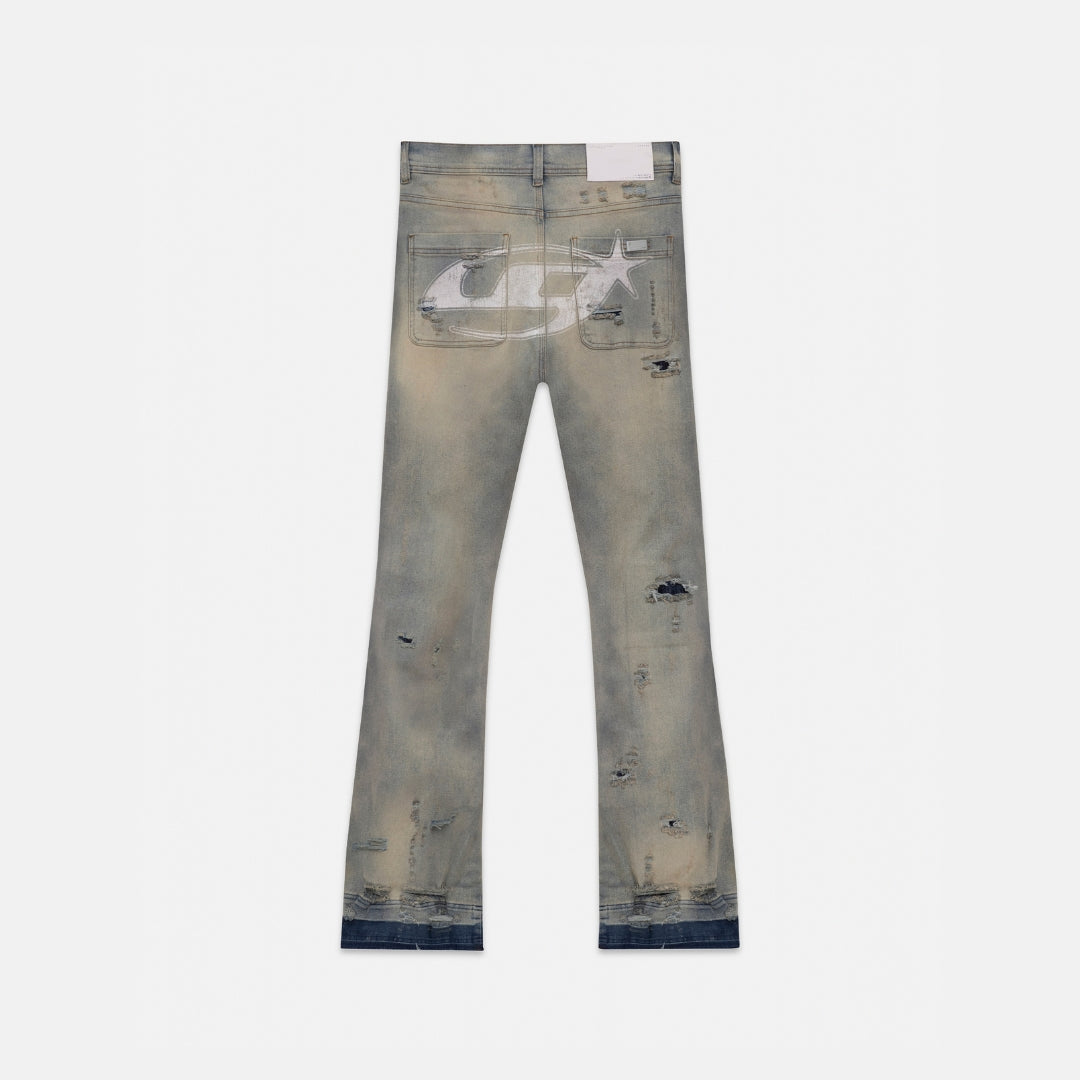 ACT 1 UG STAR RIPPED FLARE JEAN - LIGHT BLUE