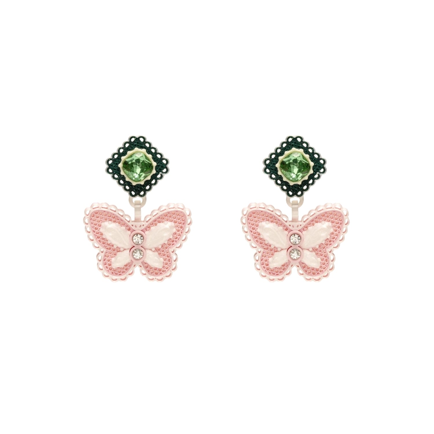 ARETES LACE MARIPOSA DOBLE - ROSADO