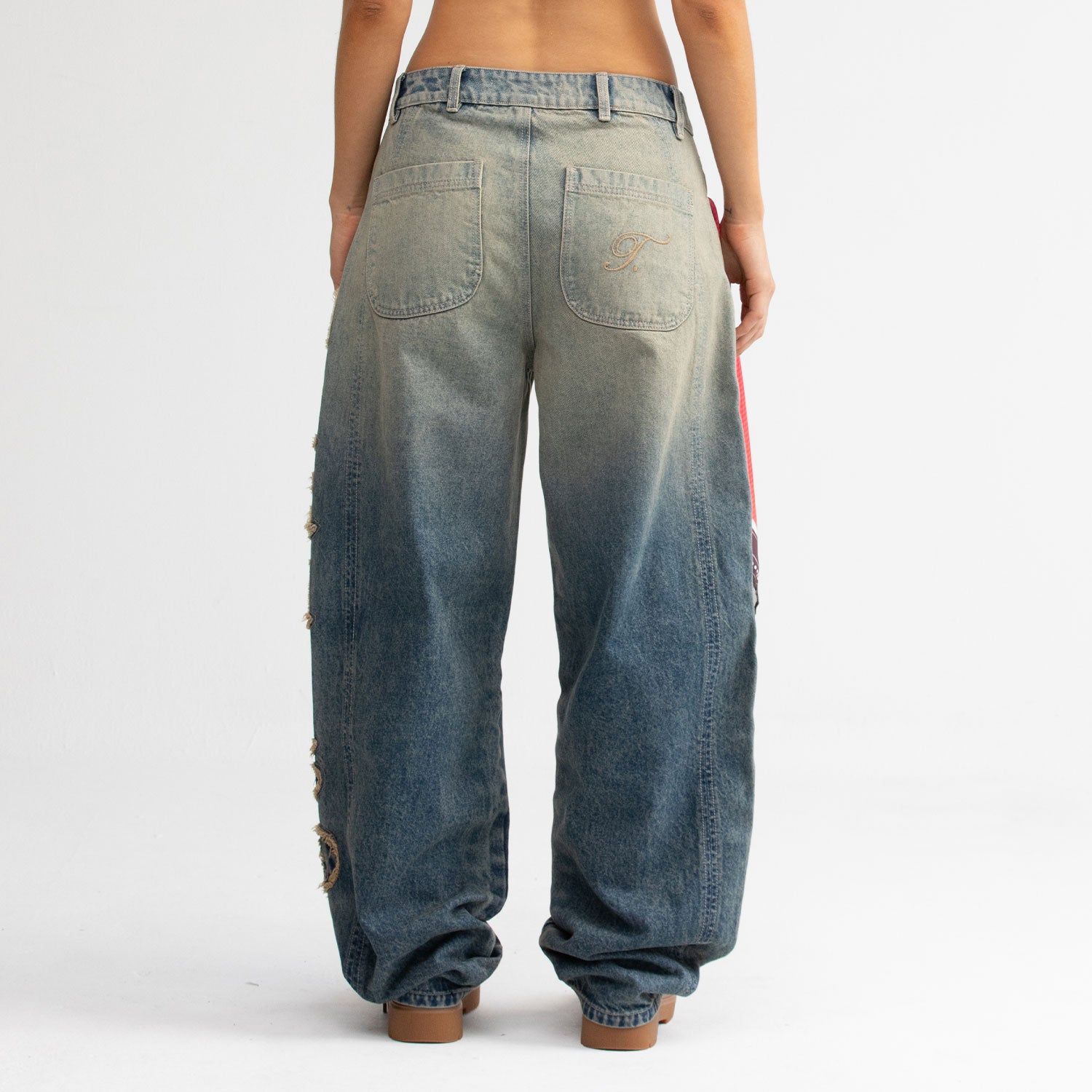 BARREL DENIM PANTS - WASHED BLUE