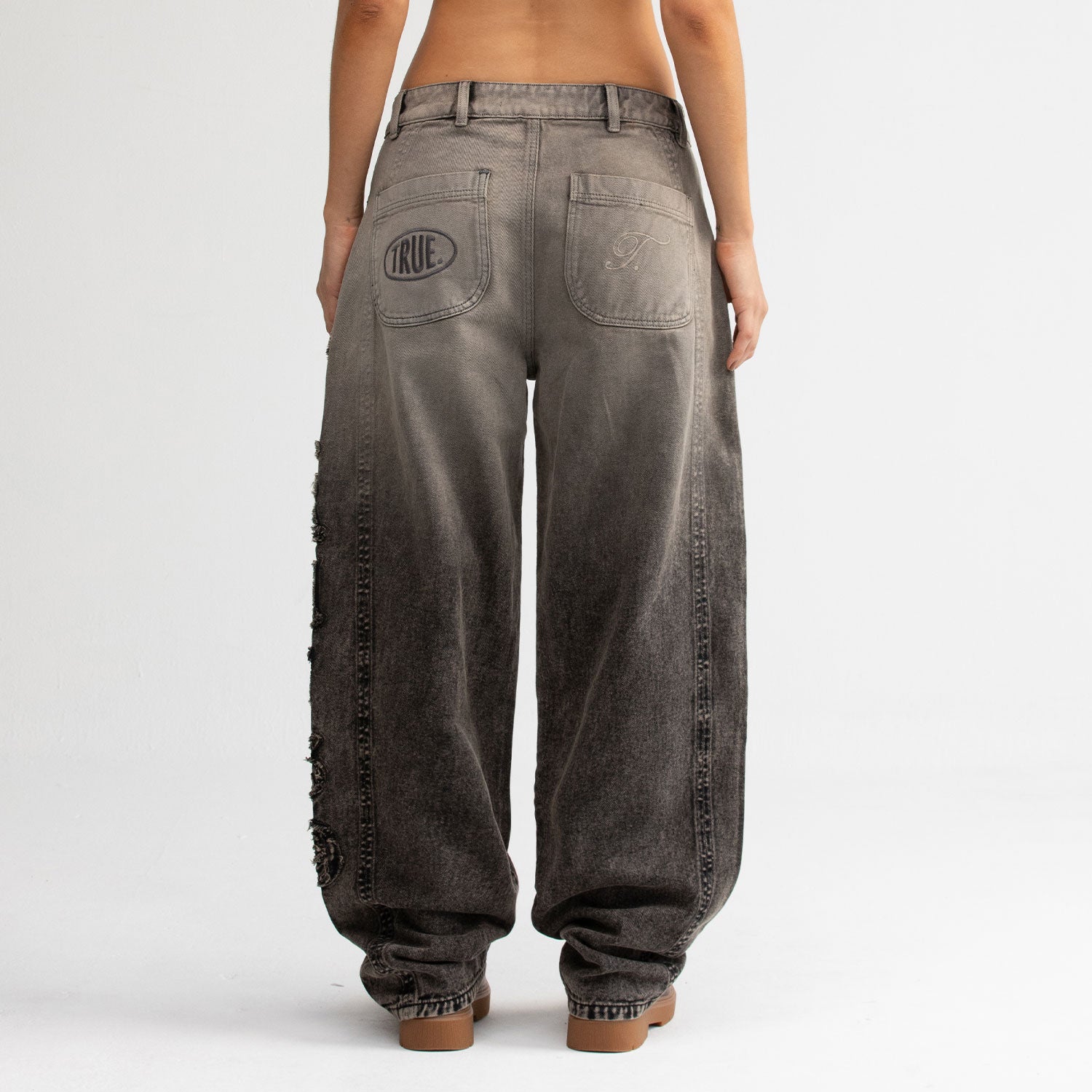 BARREL DENIM PANTS - WASHED BLACK