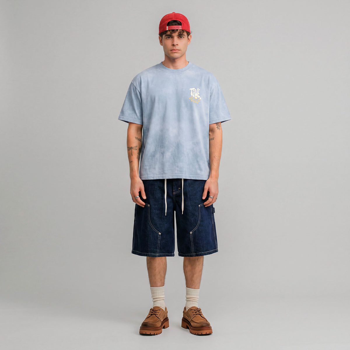 BLOOM BOXY T-SHIRT - WASHED BLUE
