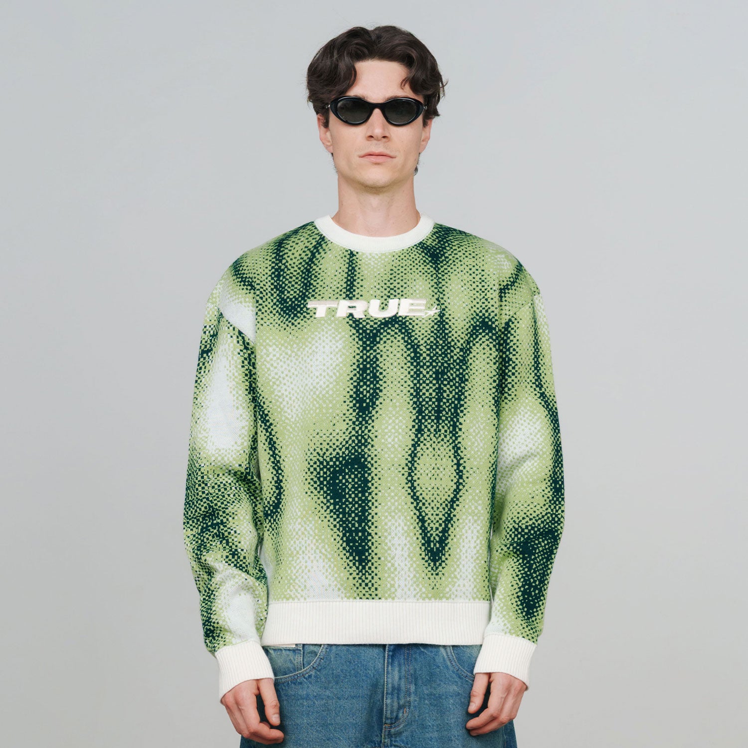 BLURRED KNIT PULLOVER - GREEN