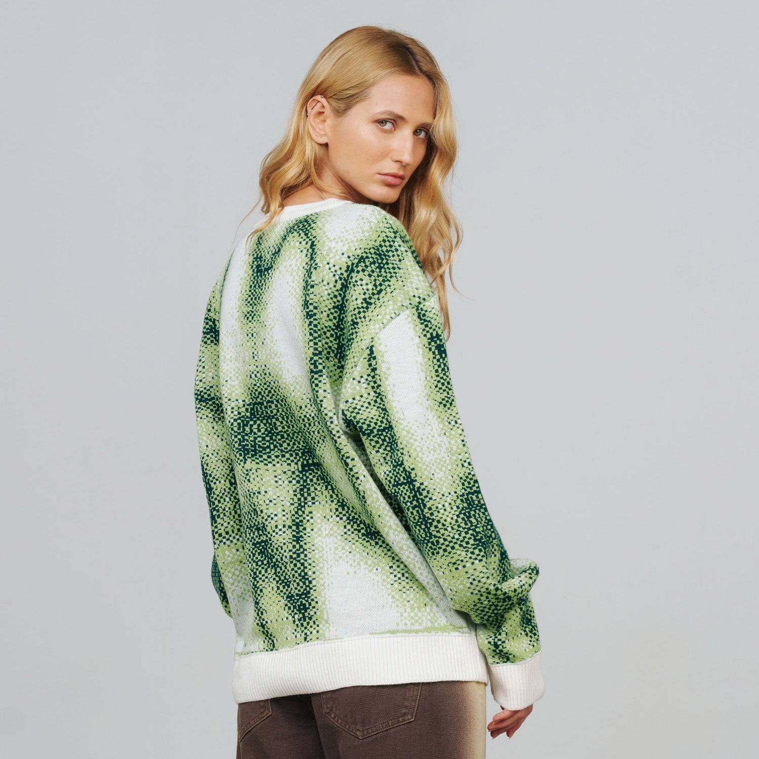 BLURRED KNIT PULLOVER - GREEN