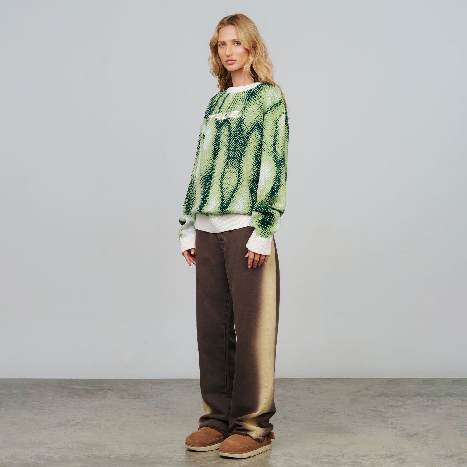BLURRED KNIT PULLOVER - GREEN