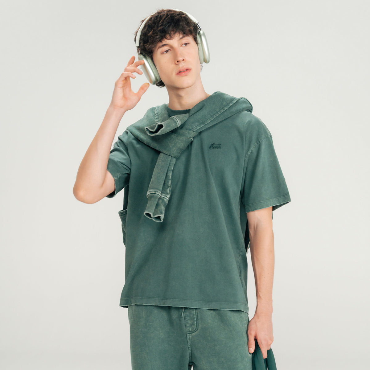 DAILY WASHED BOXY TEE - PINE GREEN