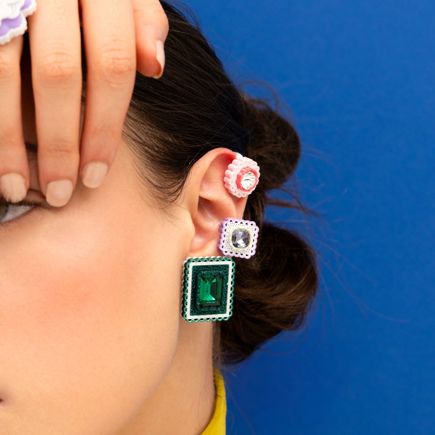 EARCUFF LACE ROMBO - LILA