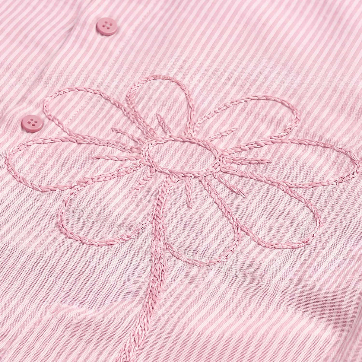 EMBROIDERED FLOWER BOXY SHIRT - PINK