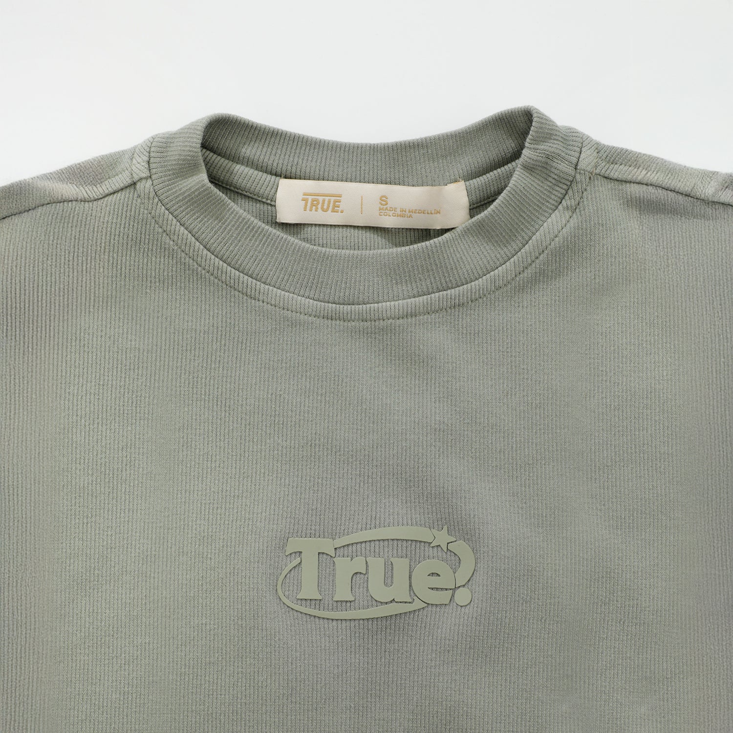 WASHED FITTED RIBBED TOP - GRAY