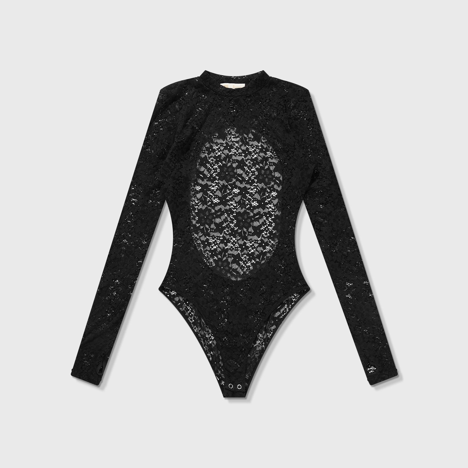FLORAL LACE BODYSUIT - BLACK