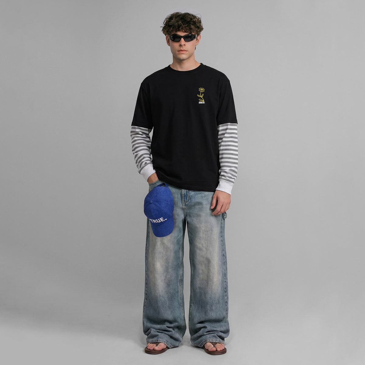 FLOWER BOXY LS - BLACK