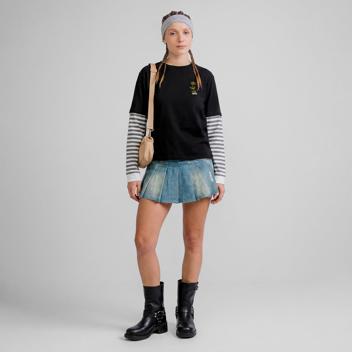 FLOWER BOXY LS - BLACK