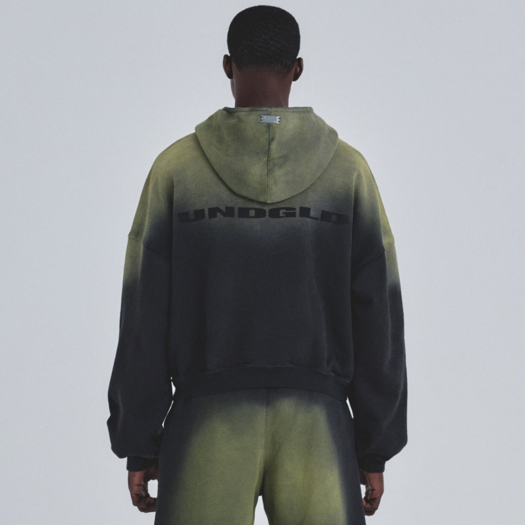 HOLY STATE UNDGLD HALF ZIP UP BOXY FIT HOODIE - BLACK / YELLOW