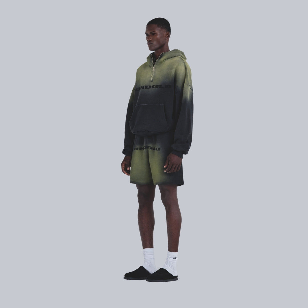 HOLY STATE UNDGLD HALF ZIP UP BOXY FIT HOODIE - BLACK / YELLOW