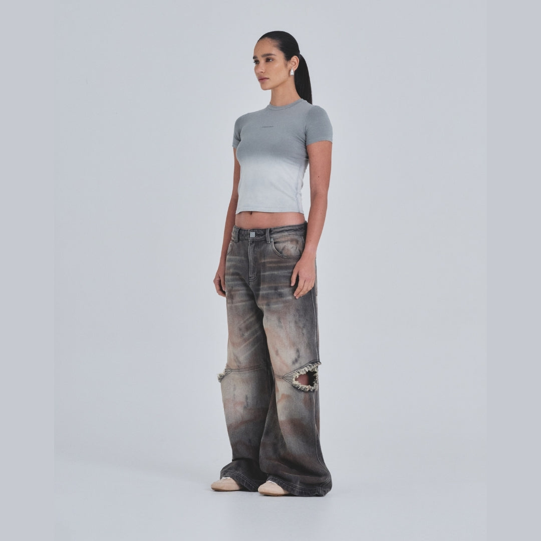 HOLY STATE UNDGLD LONG BABY TEE - FADED GRAY