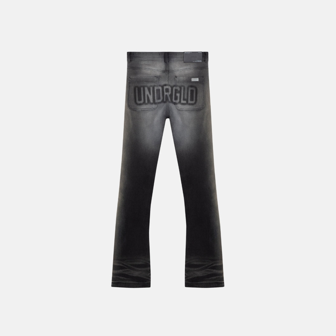 HOLY STATE UNDRGLD FLARE JEANS FADED BLACK