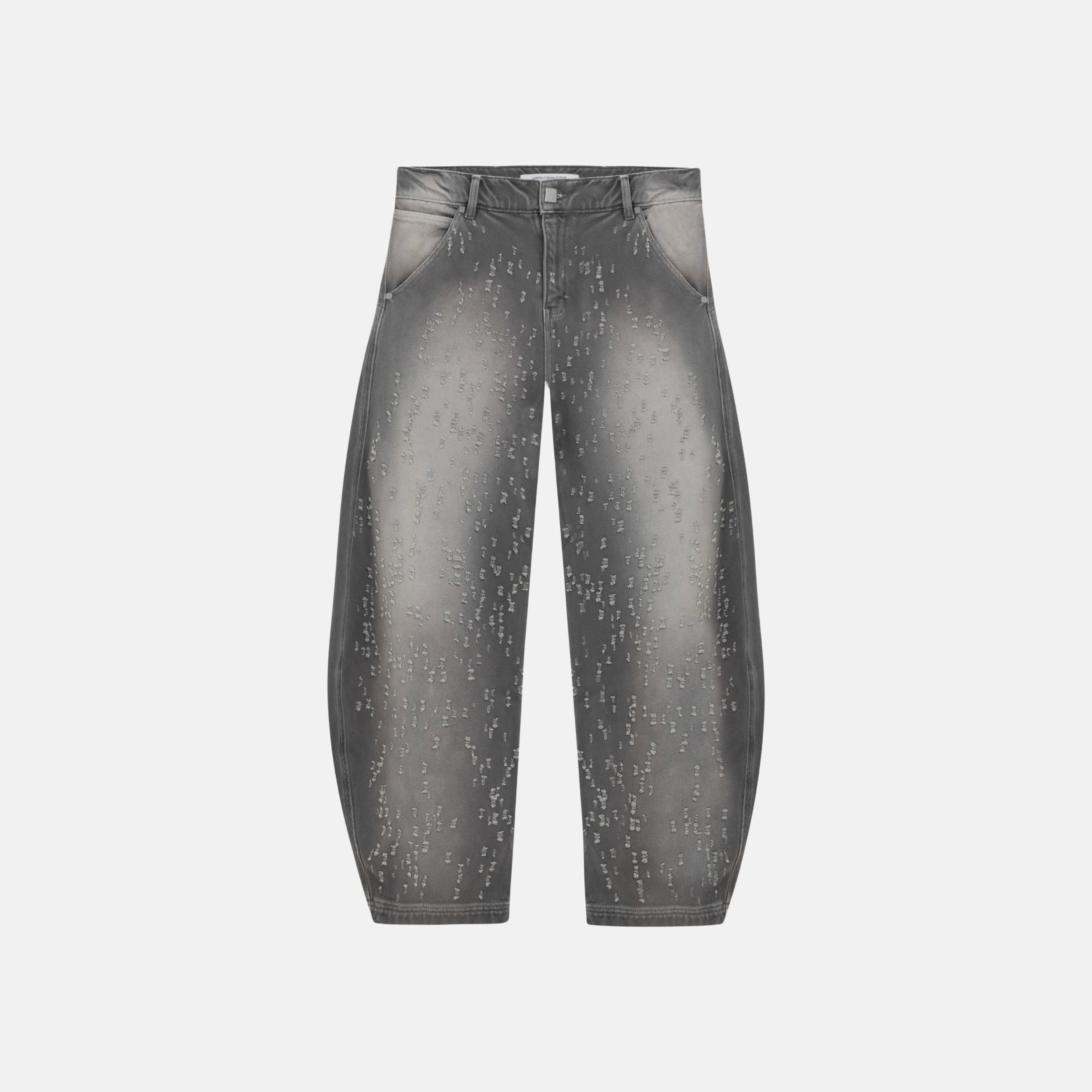HOLY STATE UNDRGLD RIPPED BARREL JEANS - WASHED GRAY