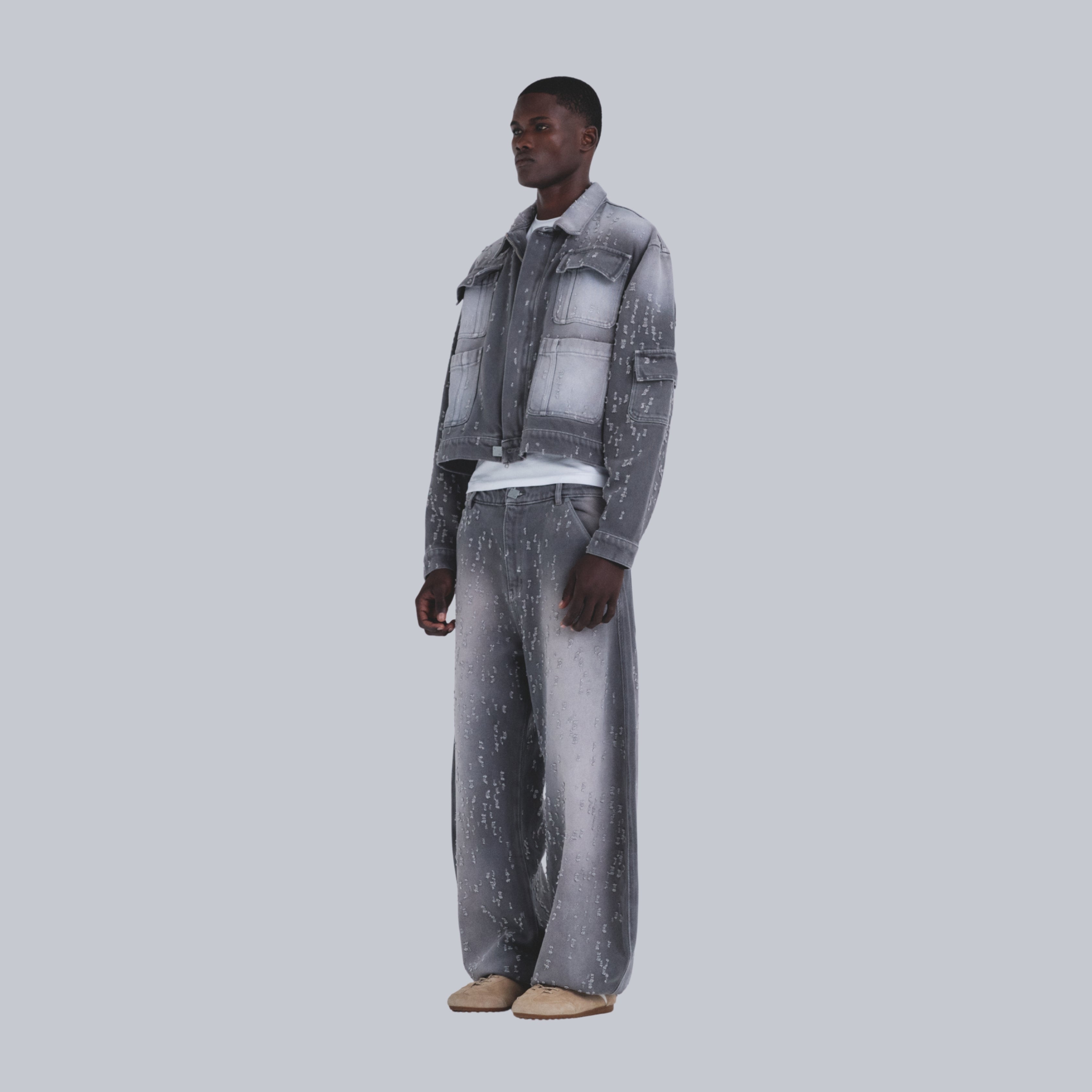 HOLY STATE UNDRGLD RIPPED JACKET - WASHED GRAY
