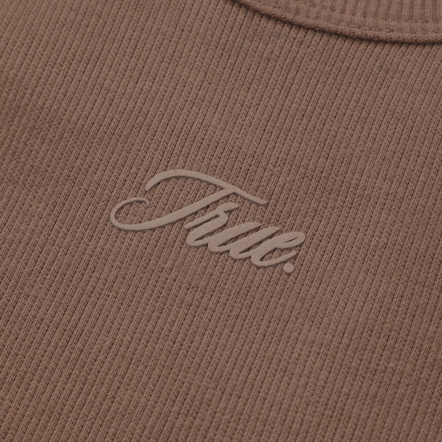 HIGH NECK RIBBED TOP - BROWN