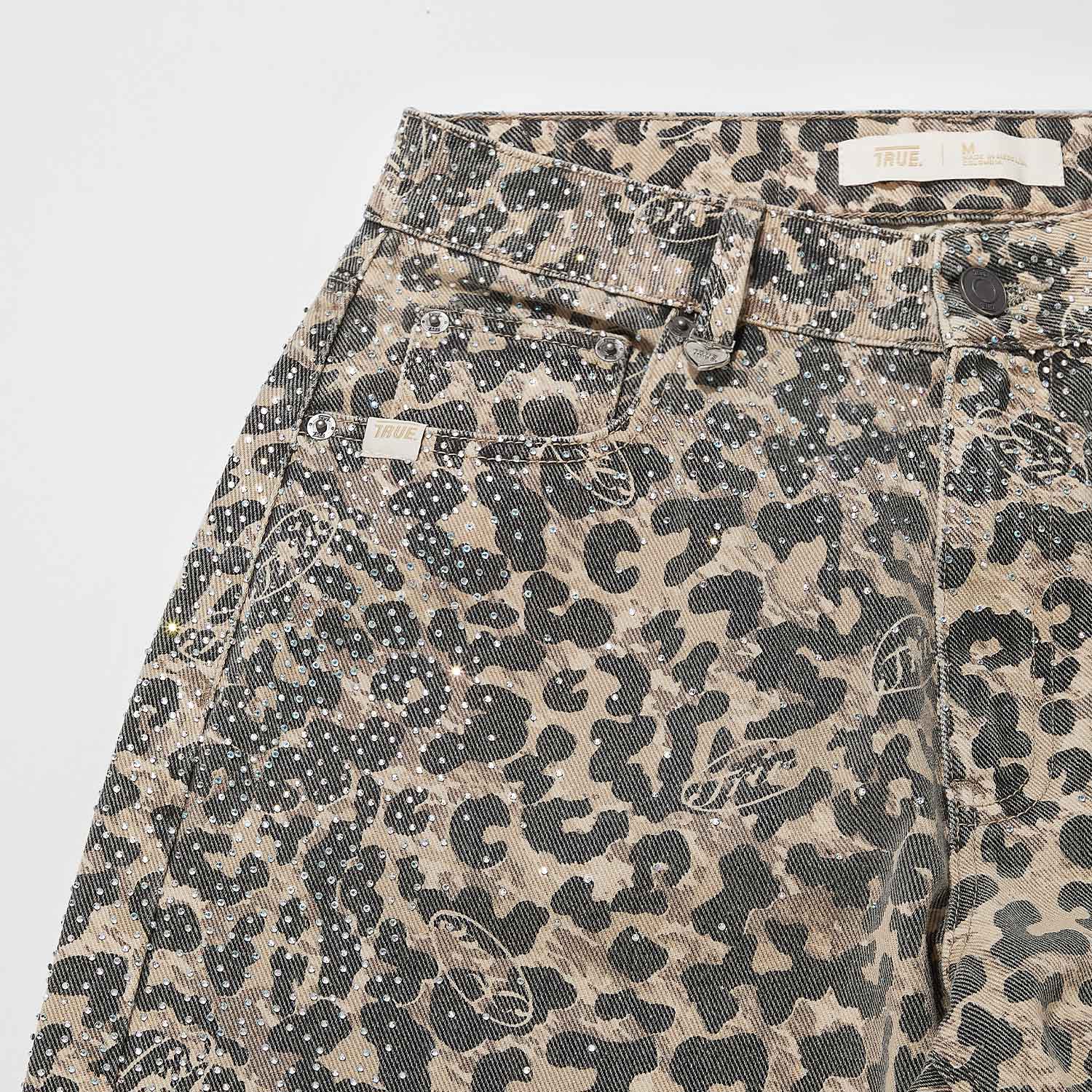 LEOPARD WIDE-LEG JEANS - CAMEL