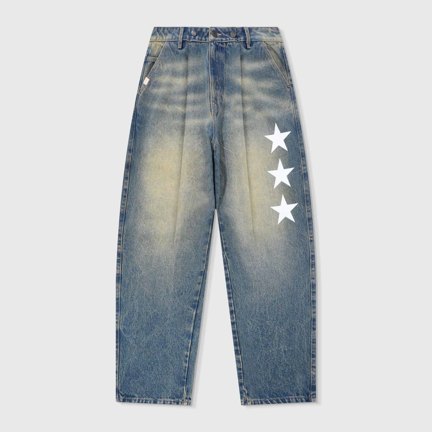 LOUNGE PRINTED DENIM PANTS - BLUE