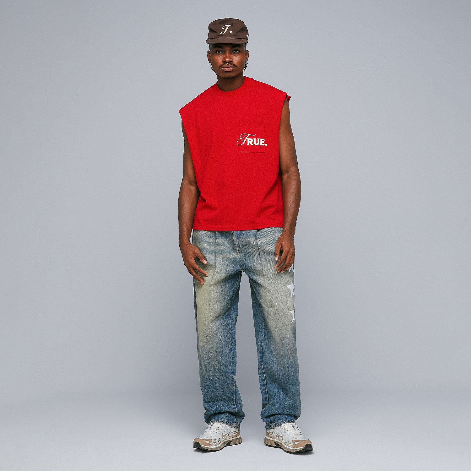 LOUNGE PRINTED DENIM PANTS - BLUE