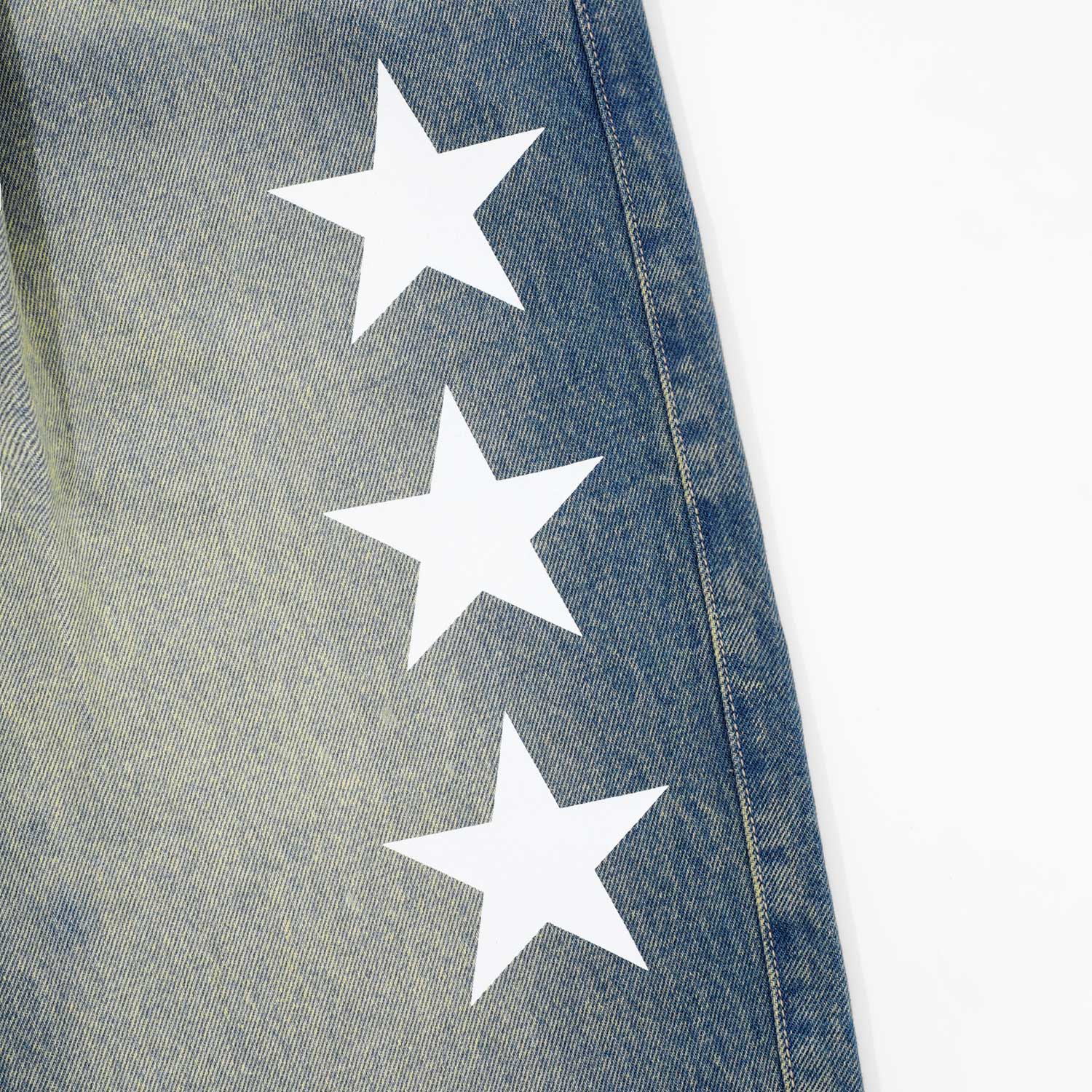 LOUNGE PRINTED DENIM PANTS - BLUE