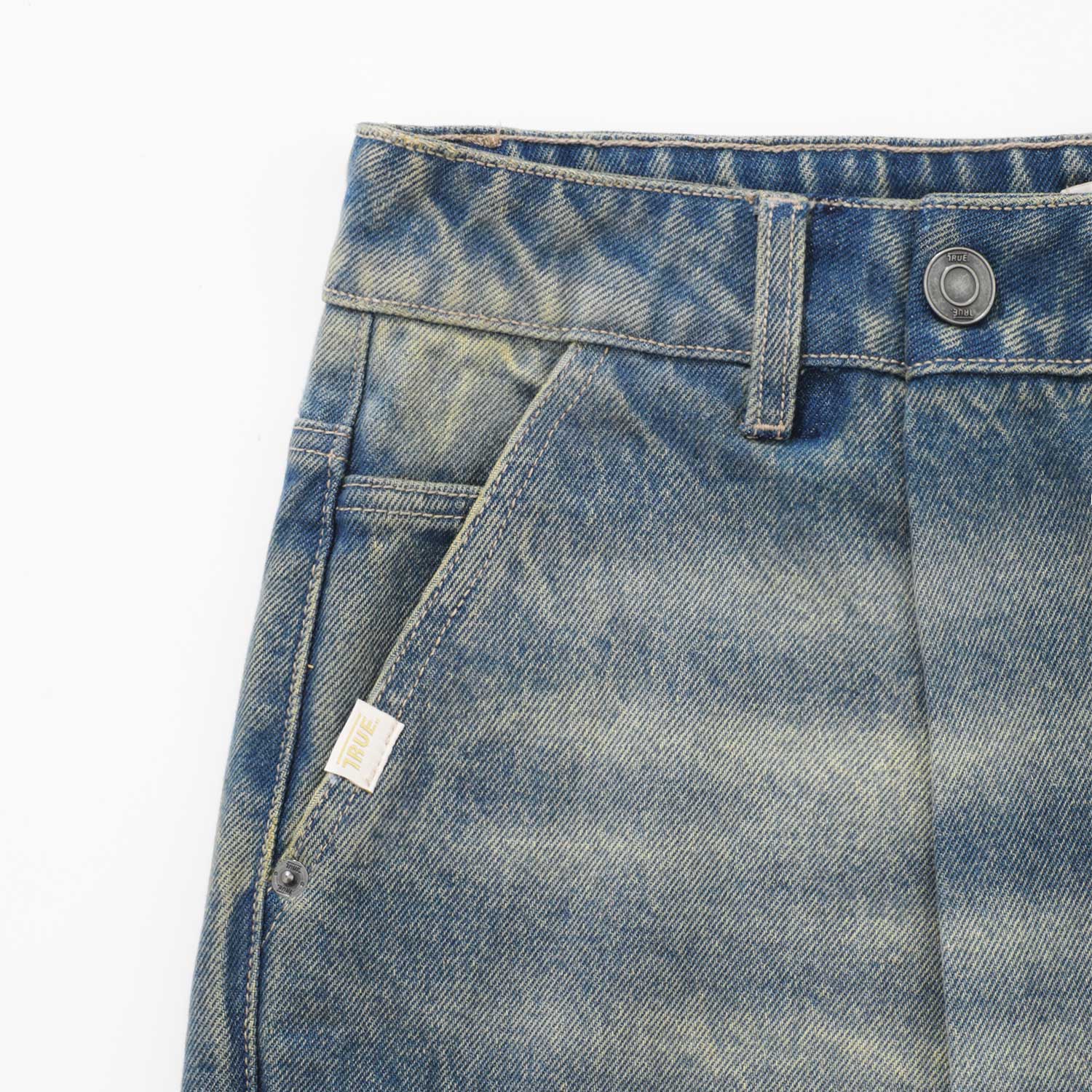 LOUNGE PRINTED DENIM PANTS - BLUE