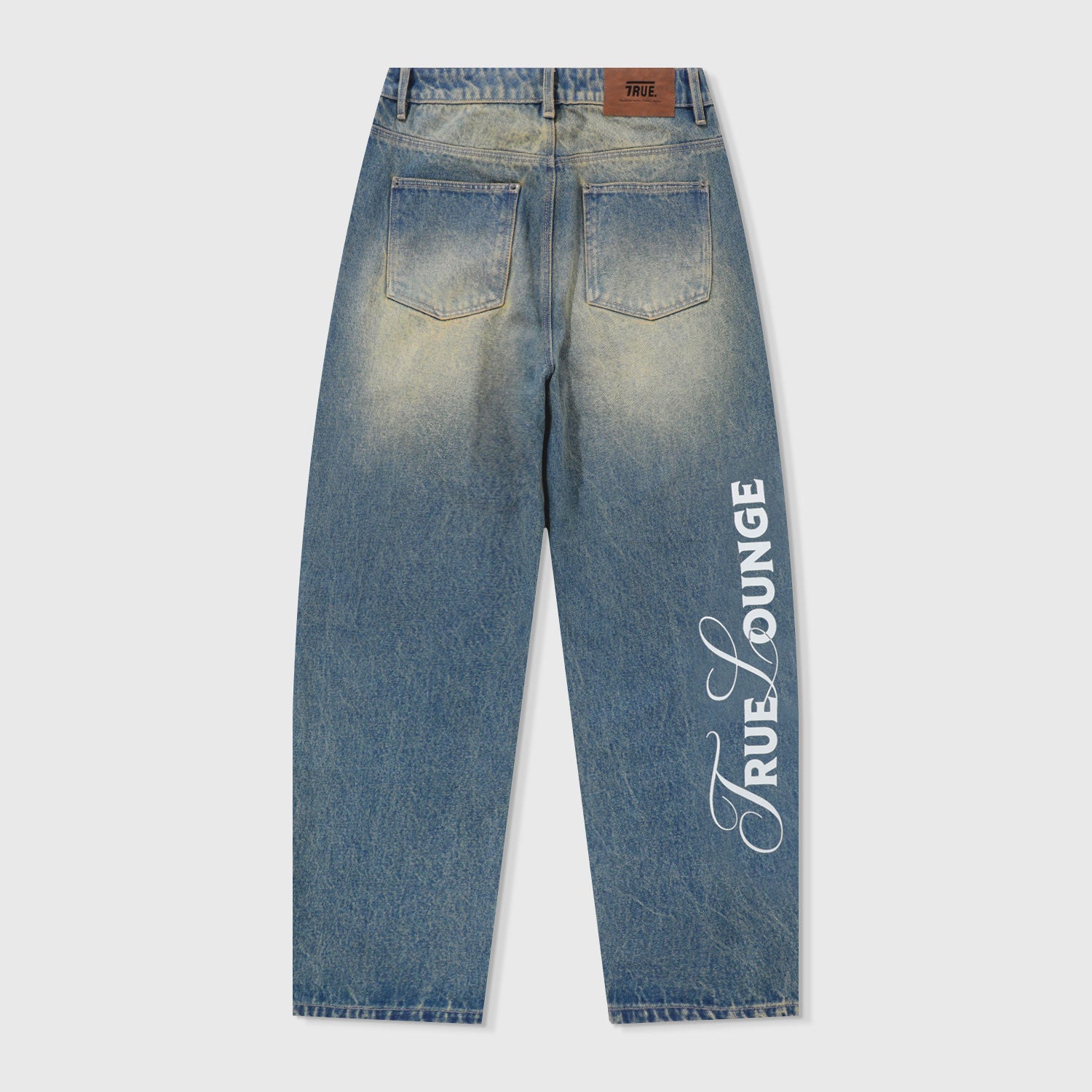 LOUNGE PRINTED DENIM PANTS - BLUE