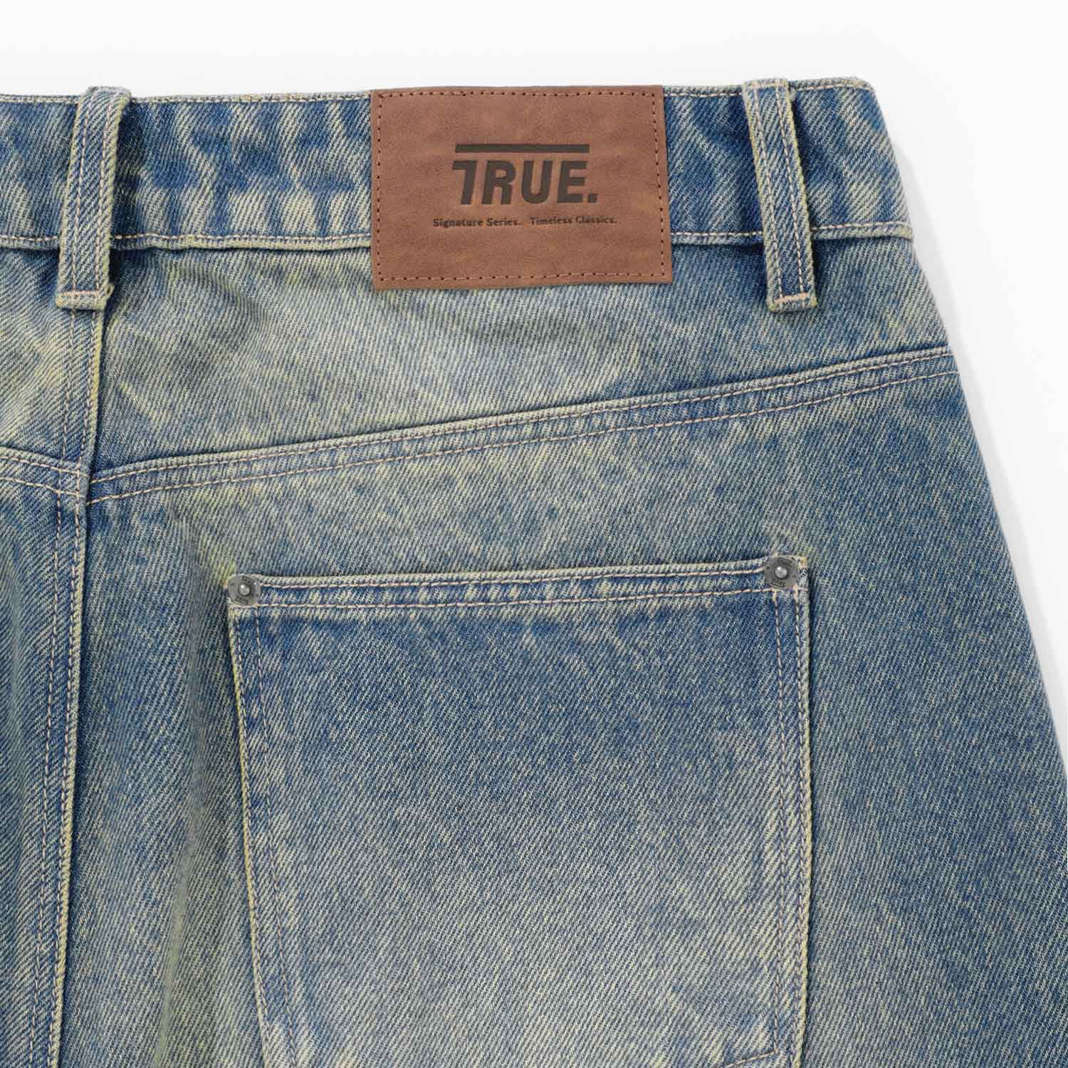 LOUNGE PRINTED DENIM PANTS - BLUE