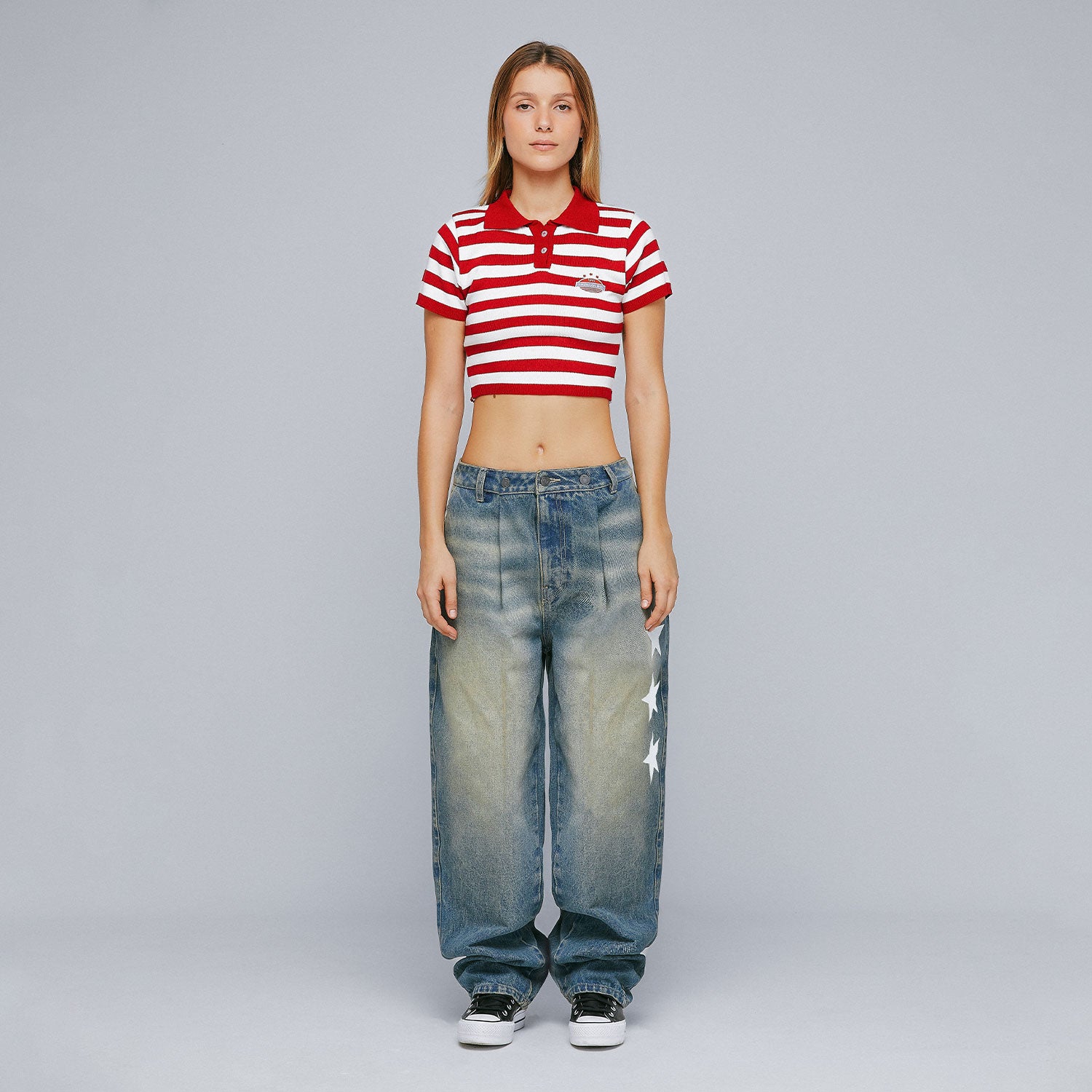 LOUNGE PRINTED DENIM PANTS - BLUE