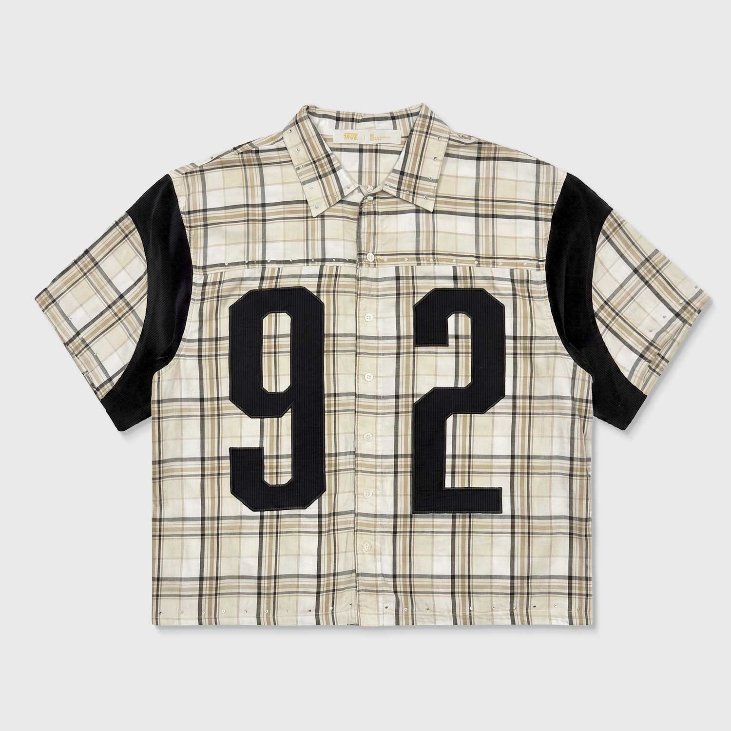 PLAID BUTTON-UP JERSEY - CREAM