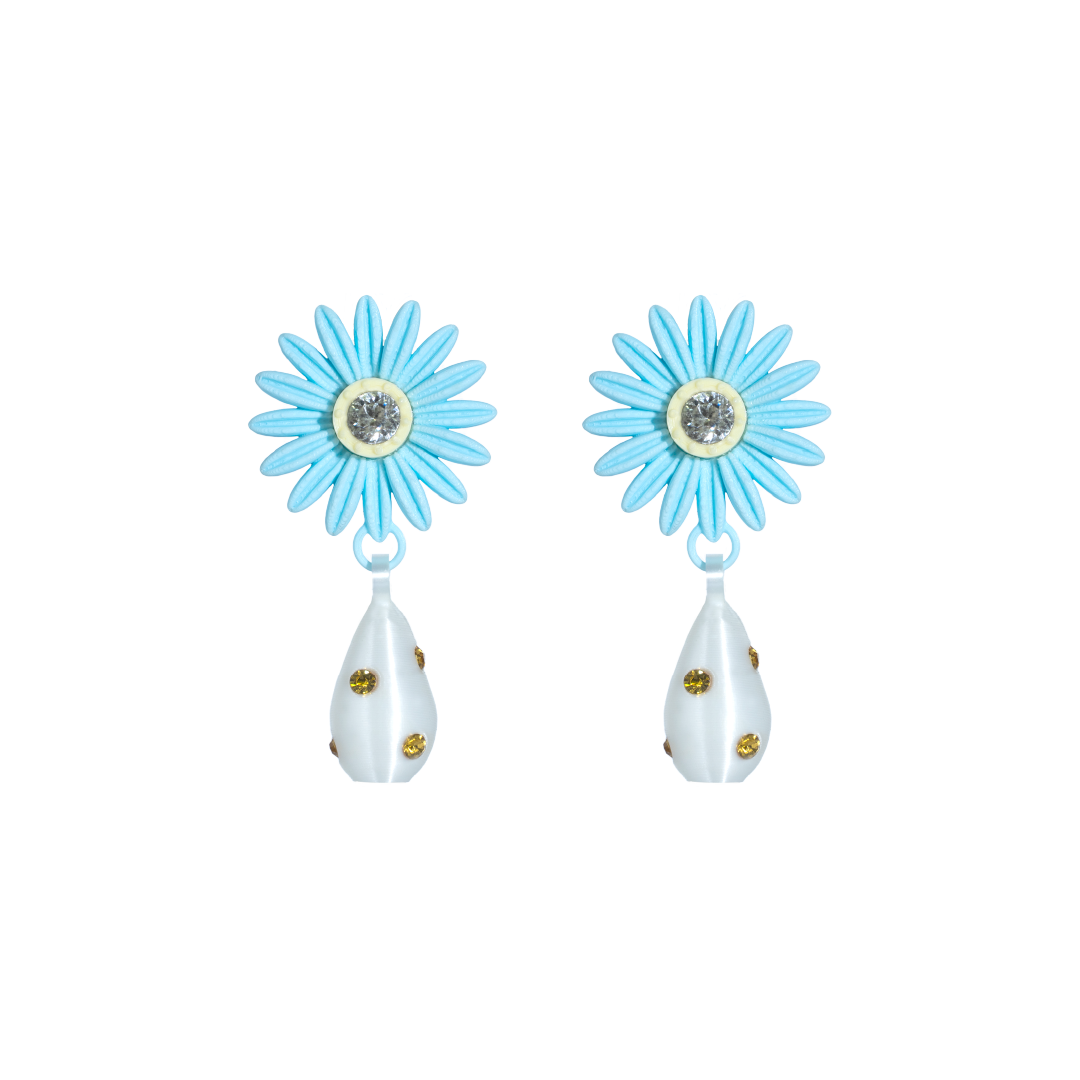 ARETES DE MARGARITA CON DIJE DE PERLA