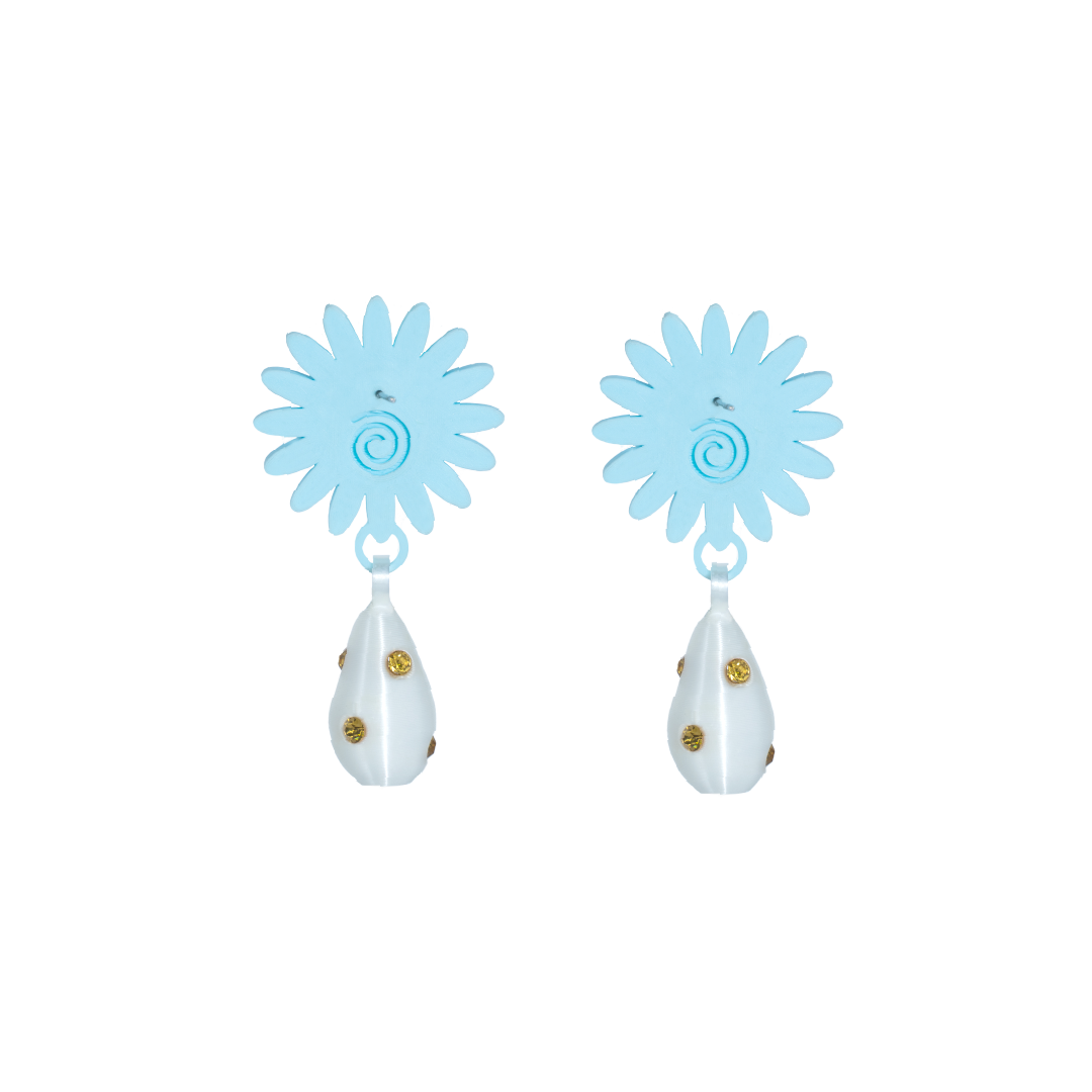 ARETES DE MARGARITA CON DIJE DE PERLA