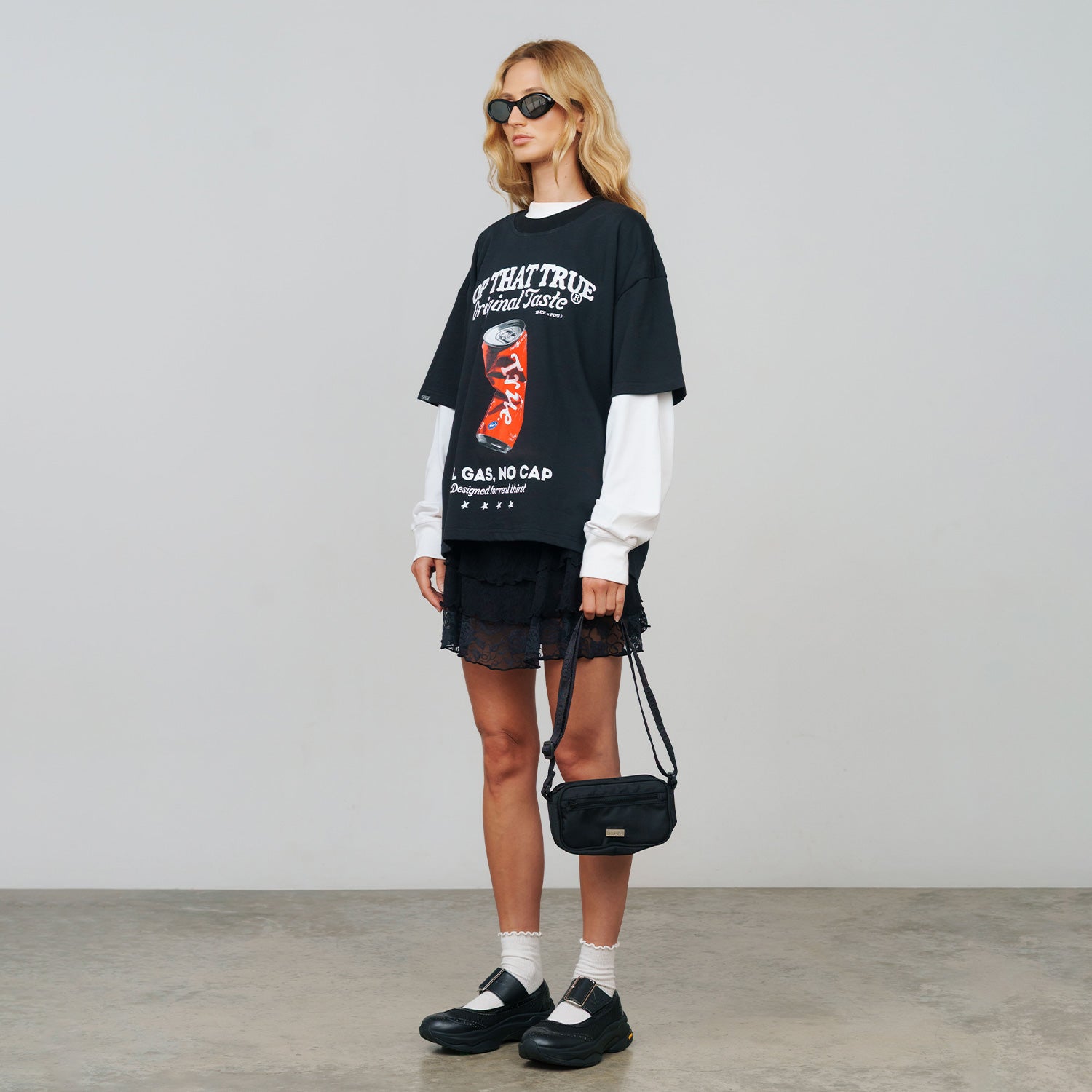 POP TASTE BOXY TEE - BLACK